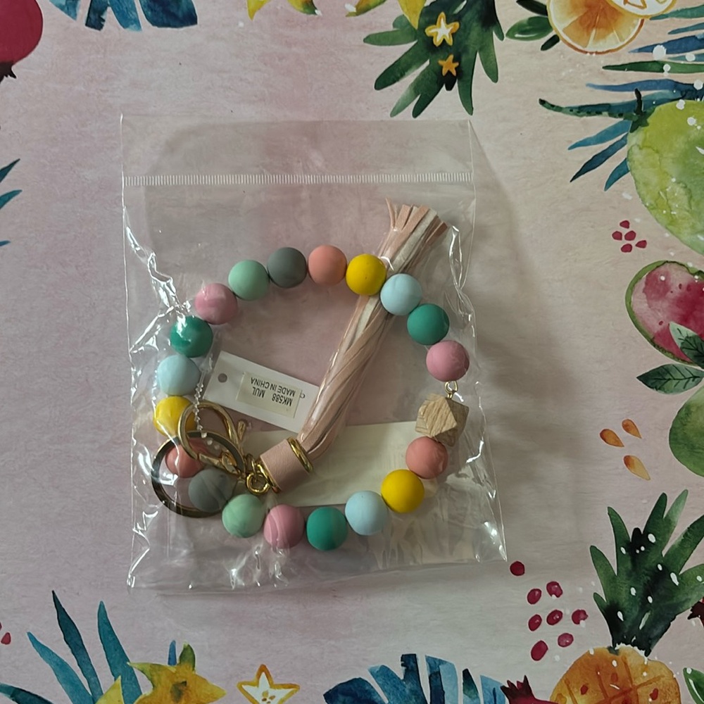 Rainbow wristlet key chain